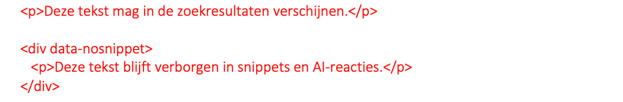 Voorbeeld van het implementeren van een 'data-nosnippet'